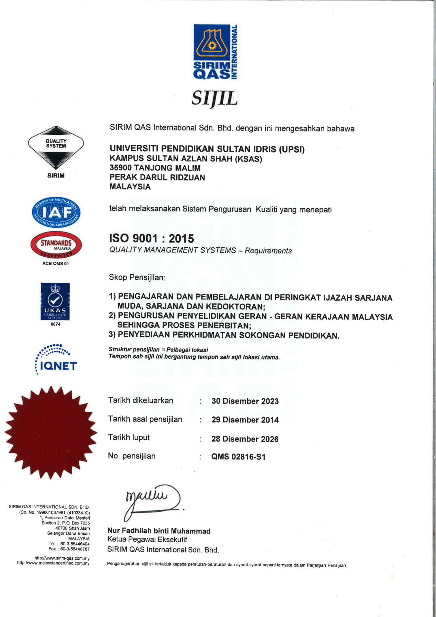 ISO 9001:2015 Certificate